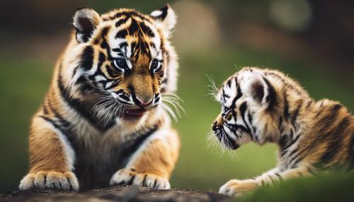 Tiger cub along with an adult angry tiger