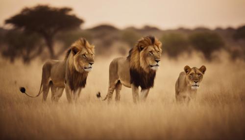 Pride lions in the savannah