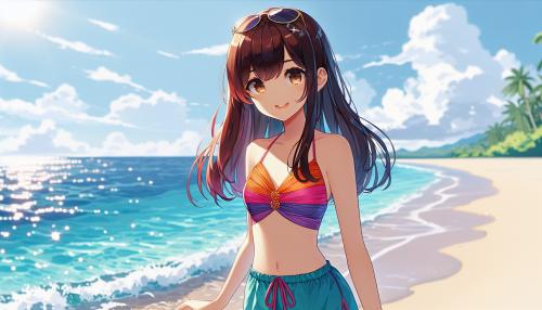 Anime girl in bikini