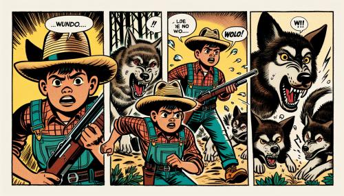 Chico bento botando os lobos pra correr com uma shotgun historia em quadrinhos