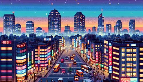 Pixel art city,s