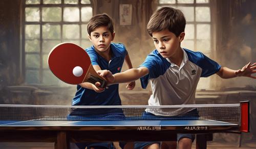  a 13 year old boy playing table tennis