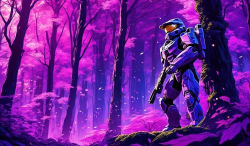 Master chief in purple forest