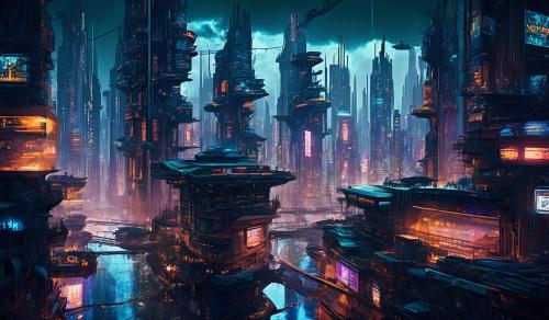 Una ciudad estilo cyberpunk