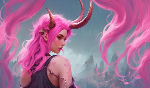 Pink hair girl with horns