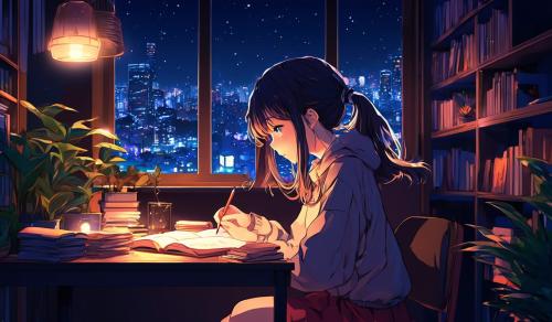 Lofi girl studying (night)