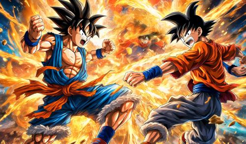 Goku fighting luffy