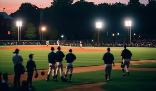 Field of dreams baseball field with people playing baseball under the lights red sox vs yankees