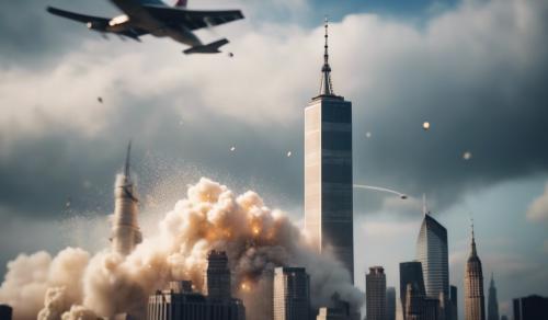 Twin towers being hit by a plane