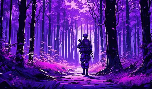 Bundeswehr soldier in purple forest