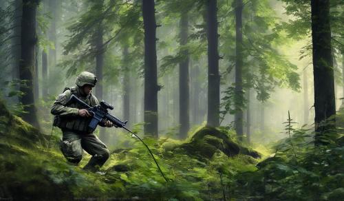 Bundeswehr soldat in lila wald