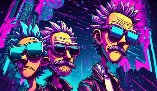 Cyberpunk Rick and Morty with sunglasses