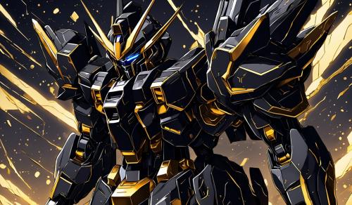 Black gundam with gold trimming