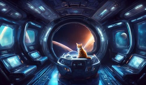 cat sitting in a spaceship