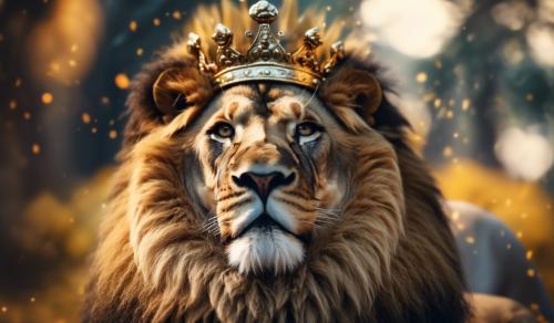 MAKE A LION WITH KING CROWN ON HIS HEAD 