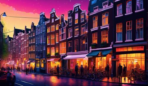 Amsterdam street lo fi jazz scene vivid colour