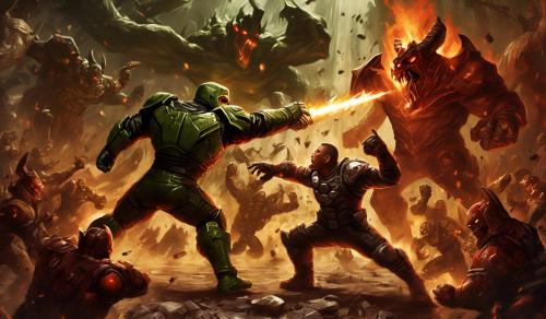 Alex mercer fighting with doomguy againt demons.