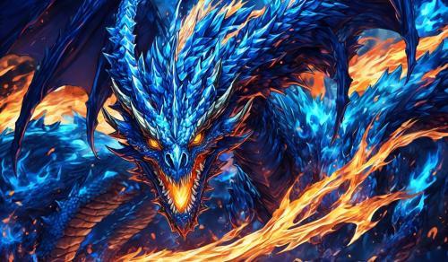 God skeletal dragon blue flame