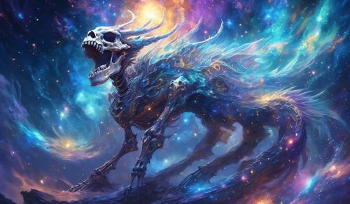 Skeleton galaxy cosmic god dragon