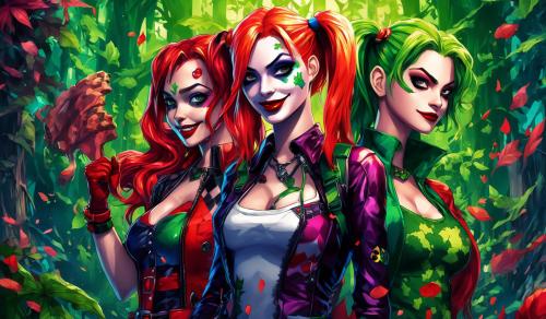   harley quinn and poison ivy cartoon