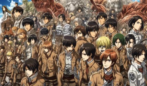 a attack on titan showing all the nine titans