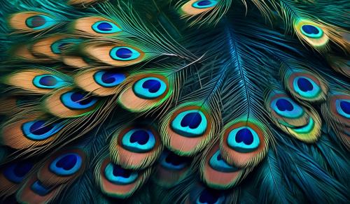 peacock feathers in a dream hyper realism