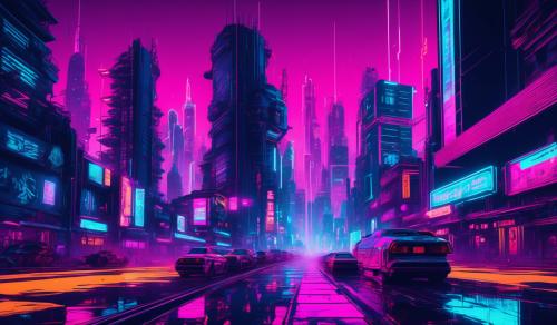 neon punk city with british time