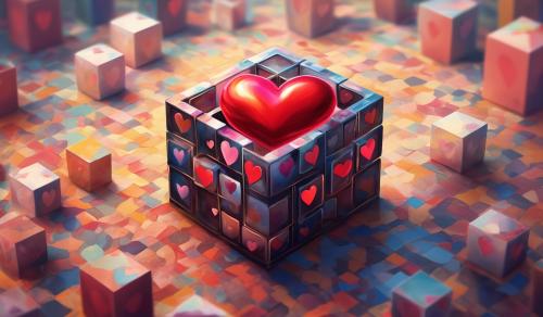 Cube with heart in the middle