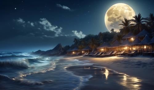 Full moon on the beach