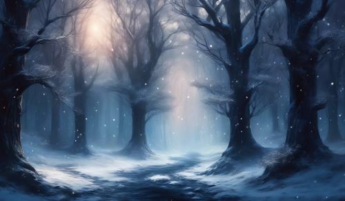 Winter dark forest