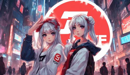 Anime girl saying f you with supreme logo