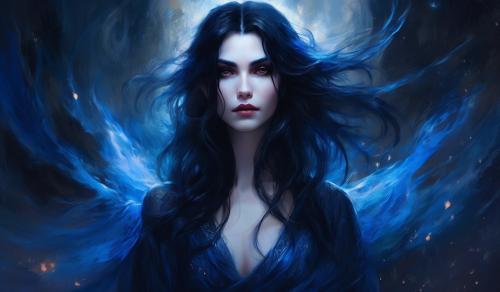 Vampire with medium black hair and blue