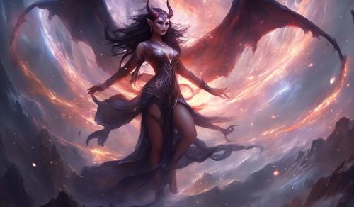 Beautiful demoness that has been through a battle