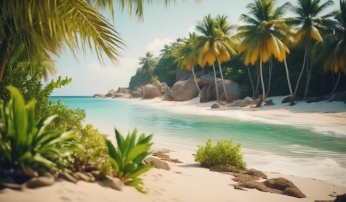 most beautiful beach with tropical plants