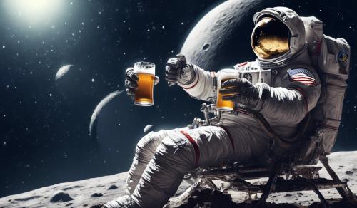 Astronaut drinking a beer on the moon