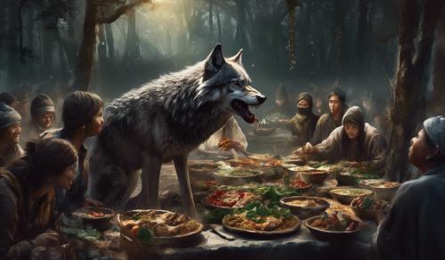 A wolf is eating people