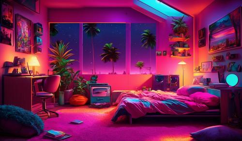 Relaxing 80's bedroom.