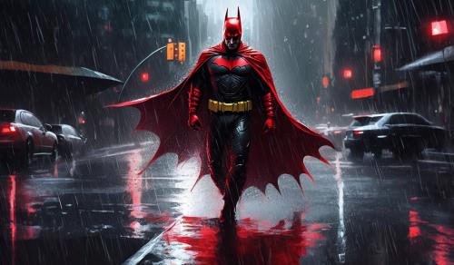 Batman in rain red