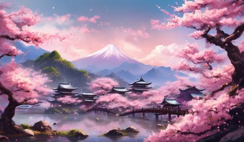 A fantasy Japanese Sakura view