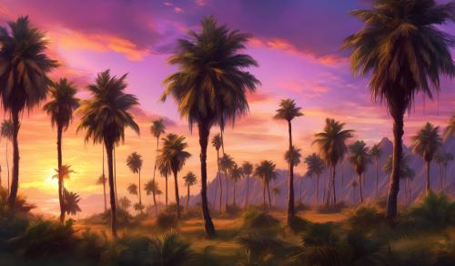 Palm trees sunset