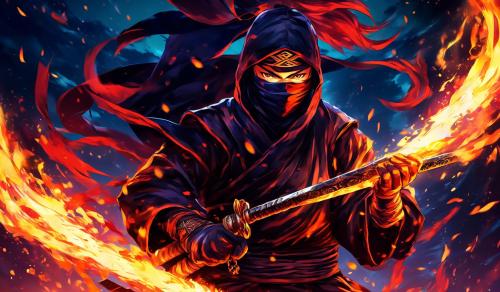 ninja with fire sword