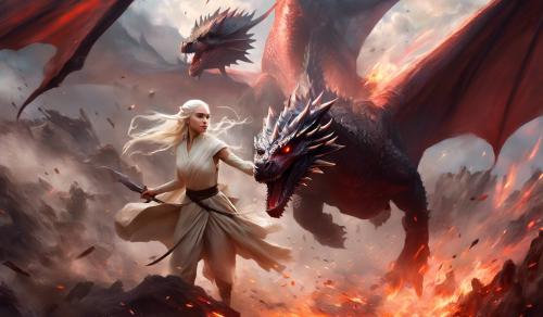 daenerys targaryen with drogon in battle 