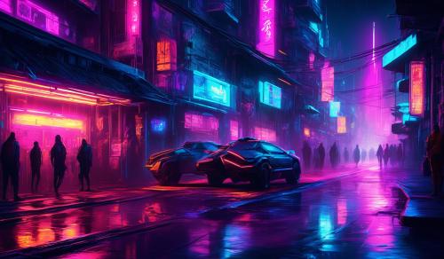 Neon Street with a lot lighting ,cyberpunk, future