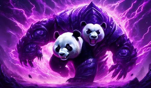 Strong panda trasnforming using purple energy