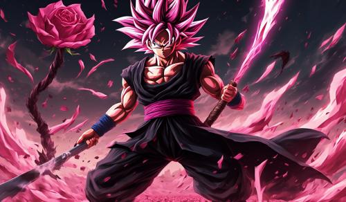 Goku black Transforms into ssj rose and raging cause he lost his girlfriend he is holding a scythe