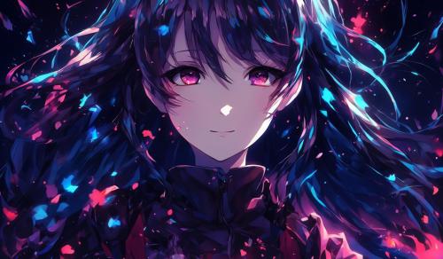 Anime  girl dark background