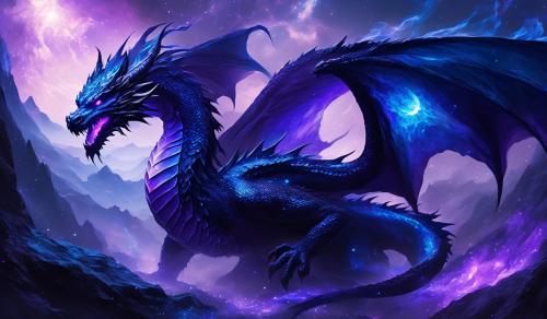 Black blue purple black dragon