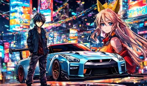 A gtr with an anime character