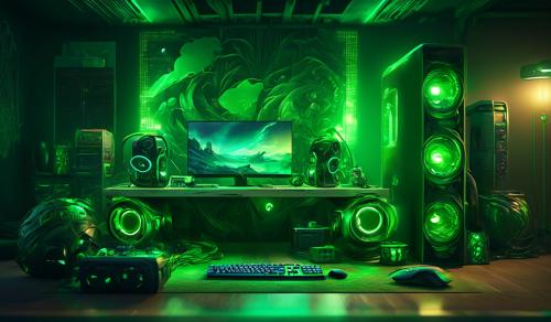 green gaming pc setup