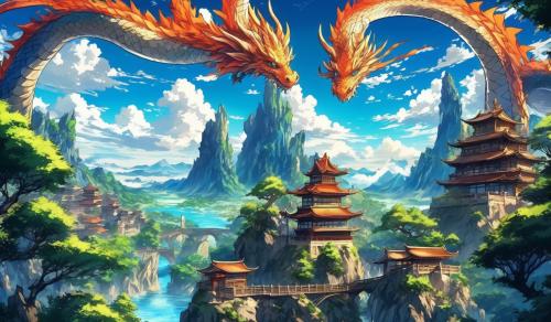 cool, beautiful scenery, and dragons